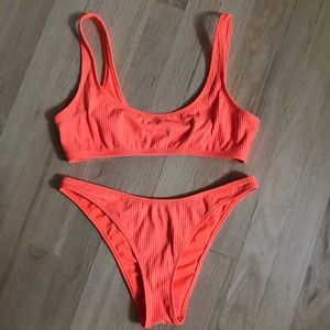 Ribbed Orange Swimsuit